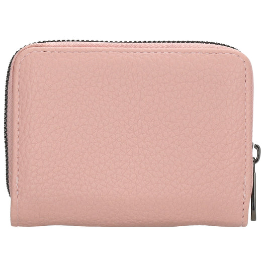 Damenbörse 12x9cm im Querformat in Rosé mit Druckknopf - leder-accessoires.com