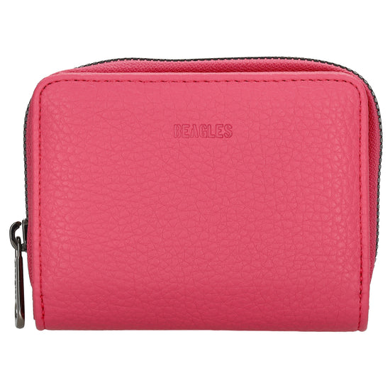 Damenbörse 12x9cm im Querformat in Pink mit Druckknopf - leder-accessoires.com