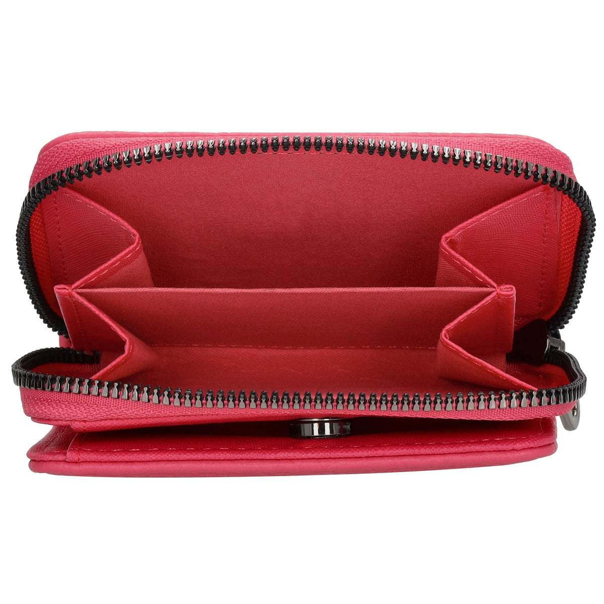 Damenbörse 12x9cm im Querformat in Pink mit Druckknopf - leder-accessoires.com
