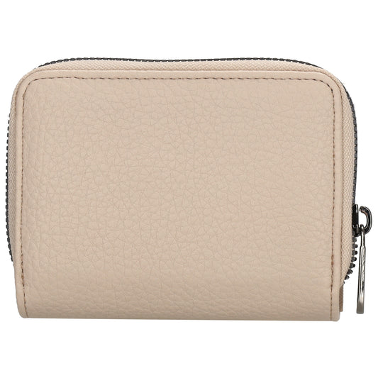 Damenbörse 12x9cm im Querformat in Taupe mit Druckknopf - leder-accessoires.com