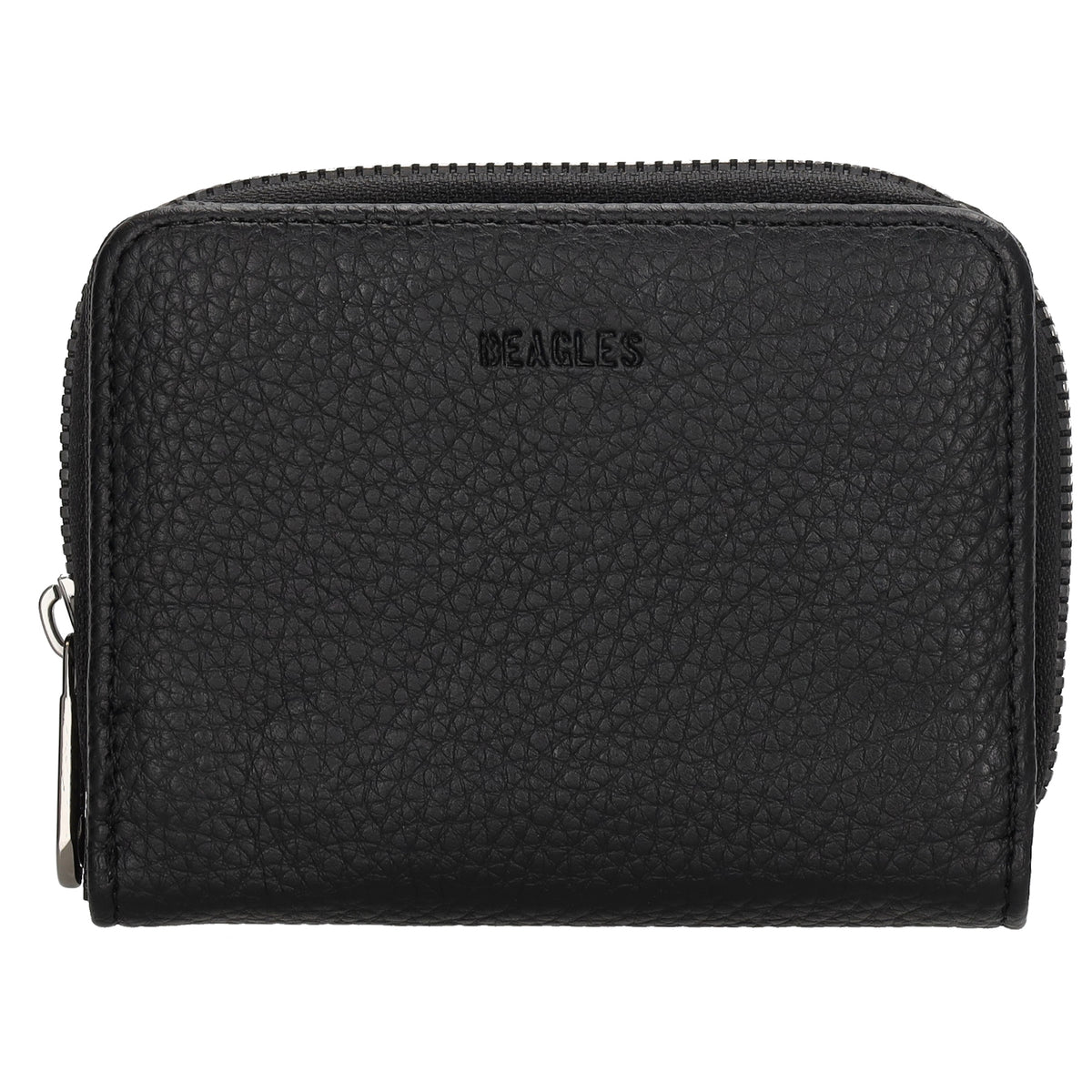 Damenbörse 12x9cm im Querformat in Schwarz mit Druckknopf - leder-accessoires.com