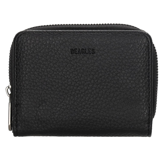 Damenbörse 12x9cm im Querformat in Schwarz mit Druckknopf - leder-accessoires.com