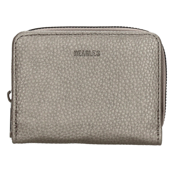 Damenbörse 12x9cm im Querformat in Silber-Metallic mit Druckknopf - leder-accessoires.com