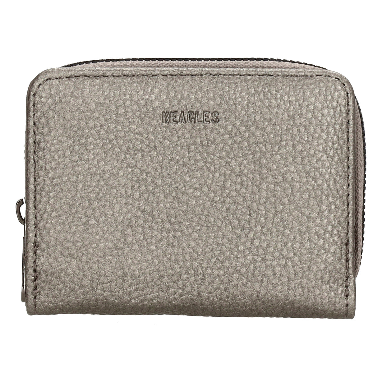 Damenbörse 12x9cm im Querformat in Silber-Metallic mit Druckknopf - leder-accessoires.com