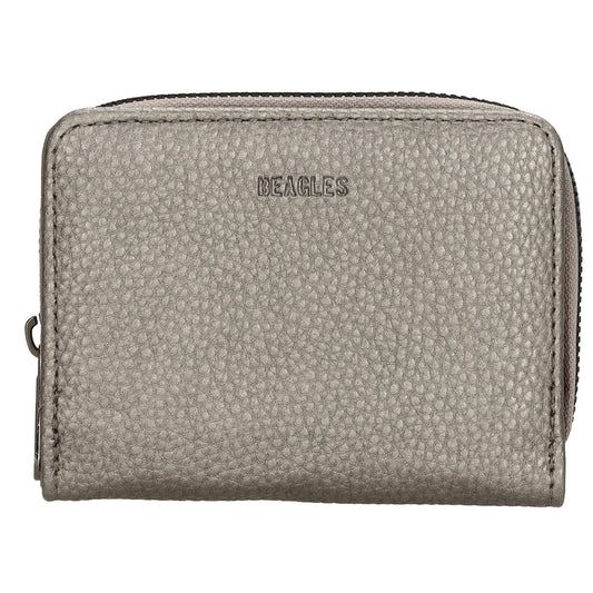 Damenbörse 12x9cm im Querformat in Silber-Metallic mit Druckknopf - leder-accessoires.com