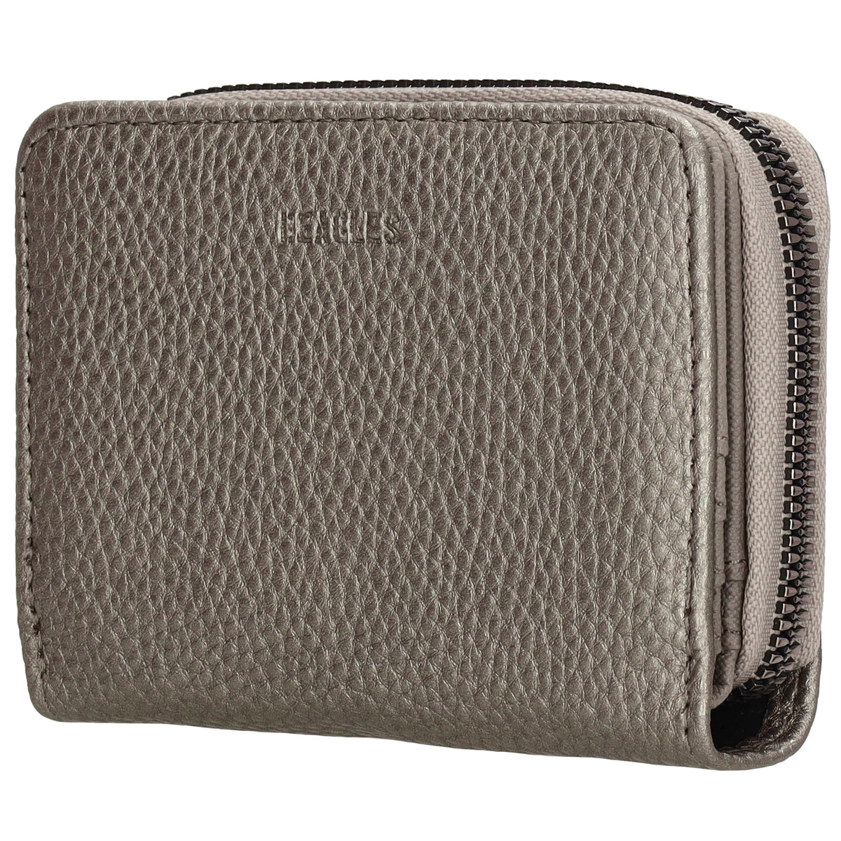 Damenbörse 12x9cm im Querformat in Silber-Metallic mit Druckknopf - leder-accessoires.com