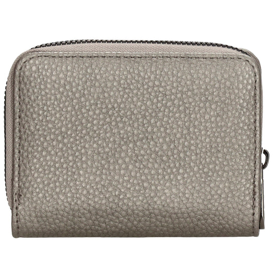 Damenbörse 12x9cm im Querformat in Silber-Metallic mit Druckknopf - leder-accessoires.com