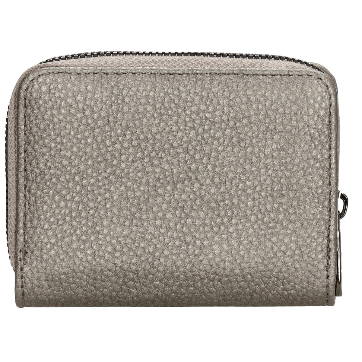 Damenbörse 12x9cm im Querformat in Silber-Metallic mit Druckknopf - leder-accessoires.com