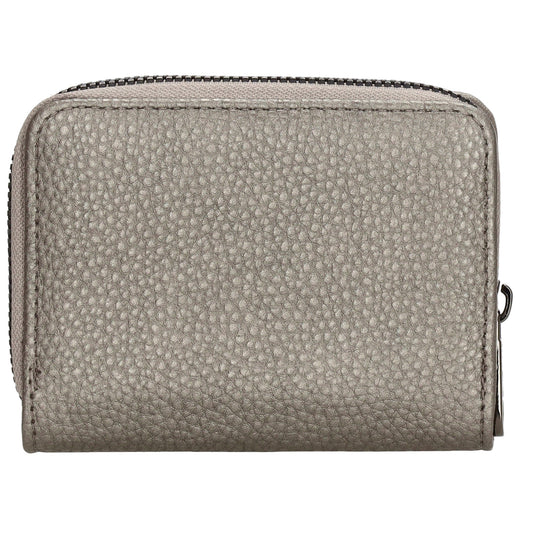 Damenbörse 12x9cm im Querformat in Silber-Metallic mit Druckknopf - leder-accessoires.com