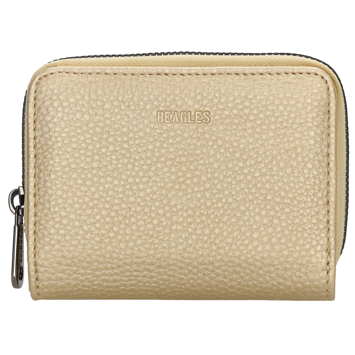Damenbörse 12x9cm im Querformat in Gold-Metallic mit Druckknopf - leder-accessoires.com