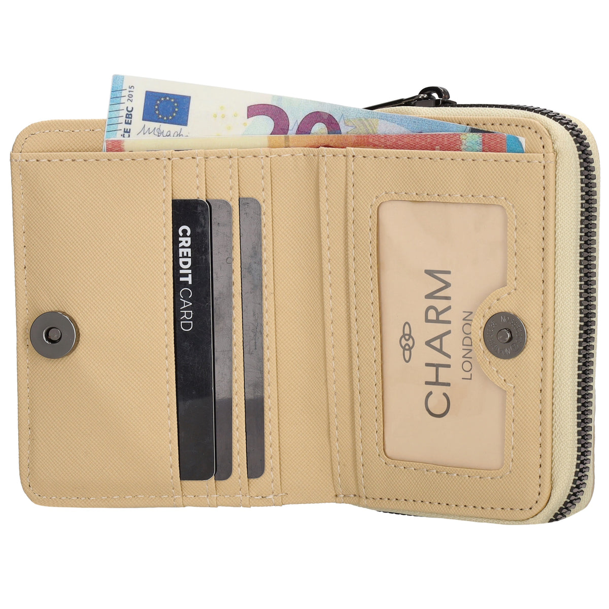 Damenbörse 12x9cm im Querformat in Gold-Metallic mit Druckknopf - leder-accessoires.com