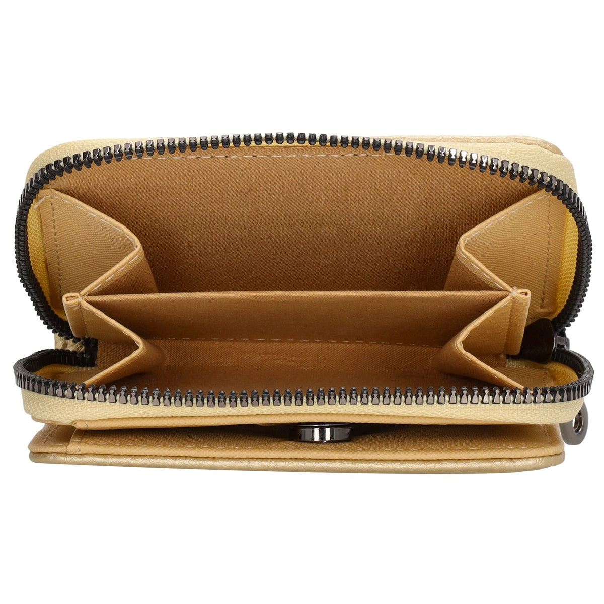 Damenbörse 12x9cm im Querformat in Gold-Metallic mit Druckknopf - leder-accessoires.com