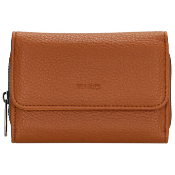 Damenbörse 13,5x9,5cm im Querformat in Cognac mit Druckknopf - leder-accessoires.com