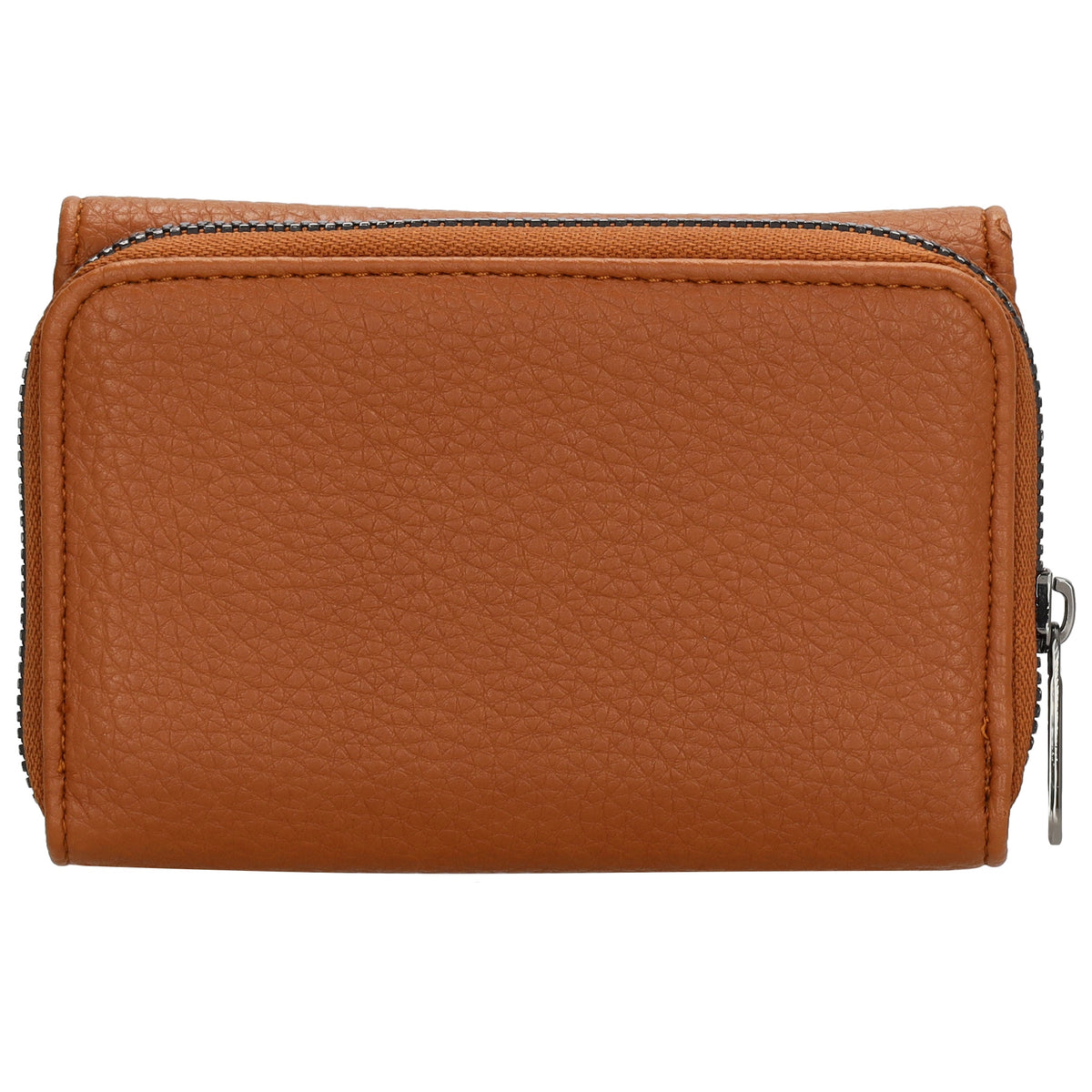 Damenbörse 13,5x9,5cm im Querformat in Cognac mit Druckknopf - leder-accessoires.com