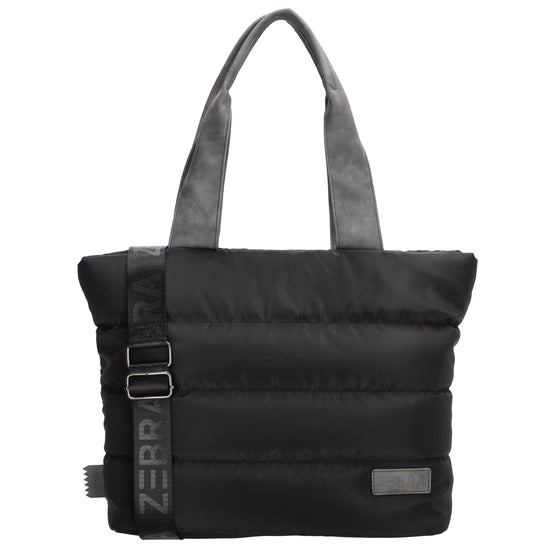 Shopper gesteppt 42x30cm in Schwarz aus Kunstleder - leder-accessoires.com