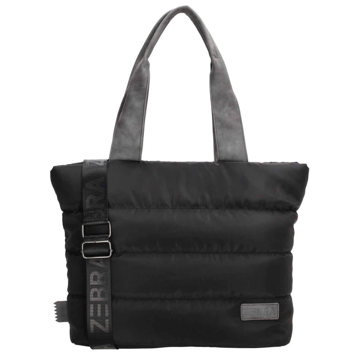 Shopper gesteppt 42x30cm in Schwarz aus Kunstleder - leder-accessoires.com