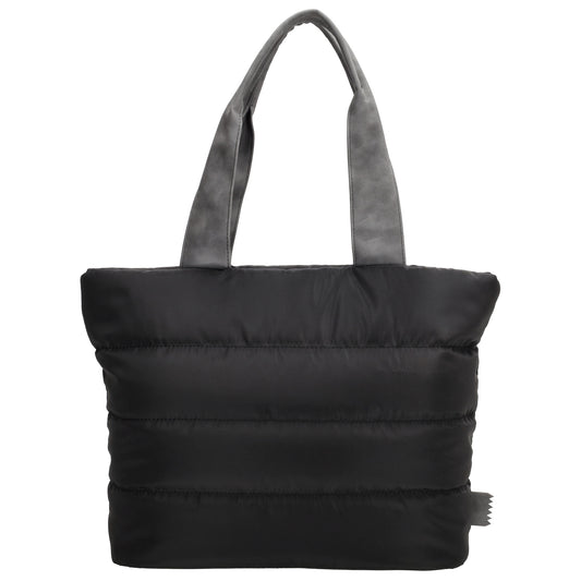 Shopper gesteppt 42x30cm in Schwarz aus Kunstleder - leder-accessoires.com