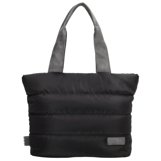 Shopper gesteppt 42x30cm in Schwarz aus Kunstleder - leder-accessoires.com