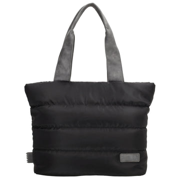 Shopper gesteppt 42x30cm in Schwarz aus Kunstleder - leder-accessoires.com