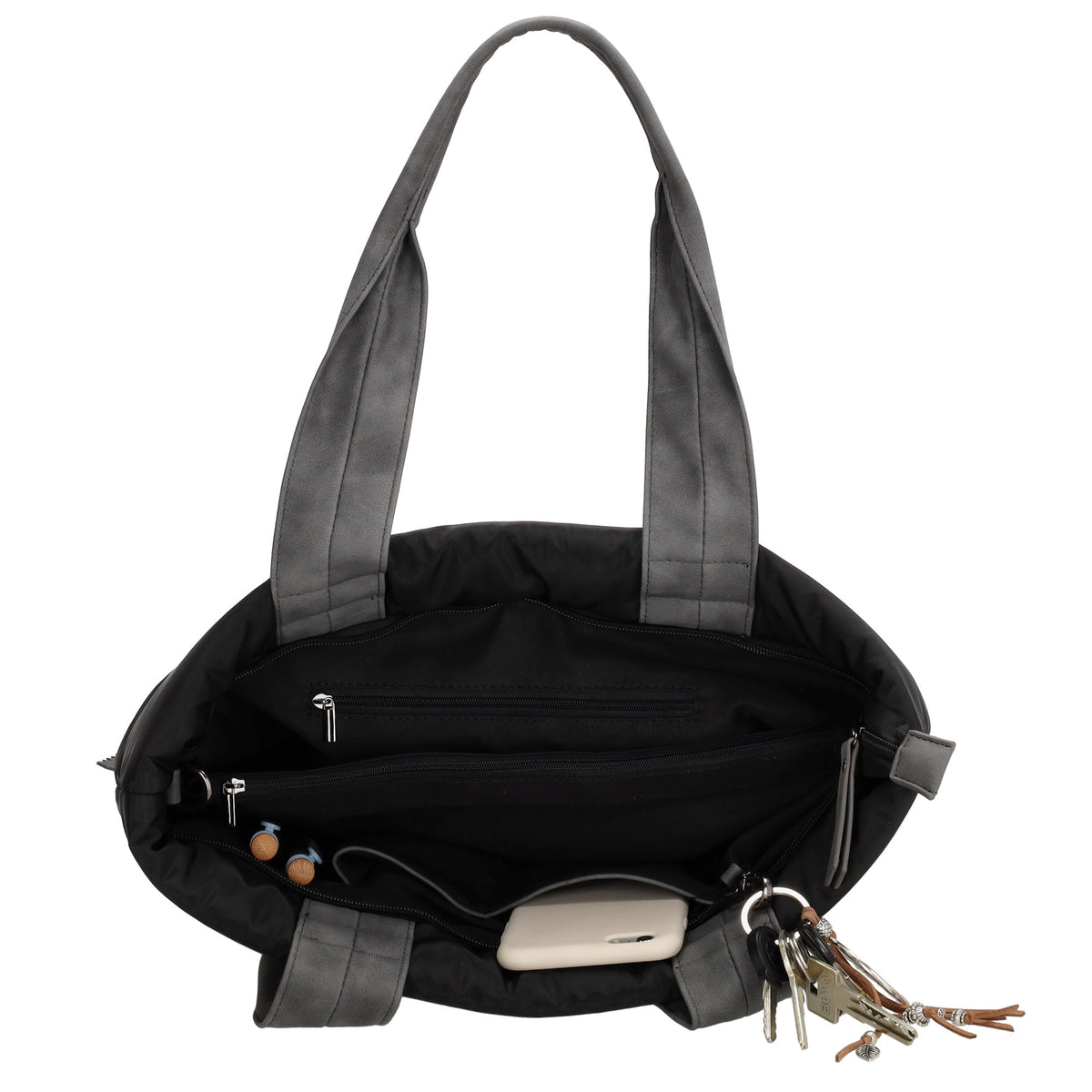 Shopper gesteppt 42x30cm in Schwarz aus Kunstleder - leder-accessoires.com