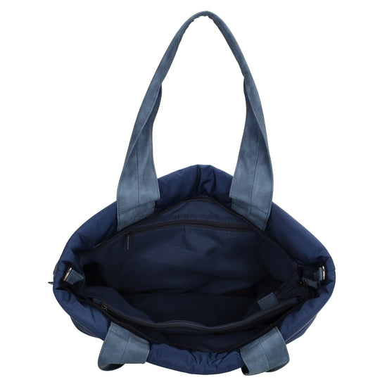 Shopper gesteppt 42x30cm in Marine| Blau aus Kunstleder - leder-accessoires.com