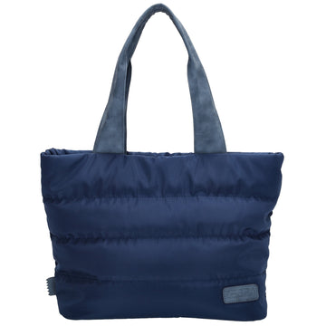 Shopper gesteppt 42x30cm in Marine| Blau aus Kunstleder - leder-accessoires.com
