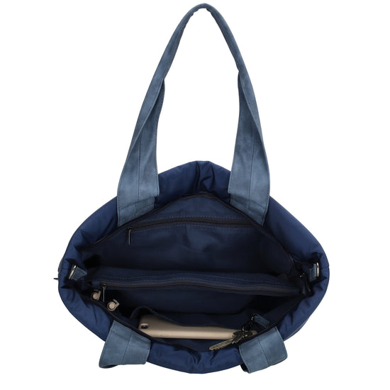 Shopper gesteppt 42x30cm in Marine| Blau aus Kunstleder - leder-accessoires.com