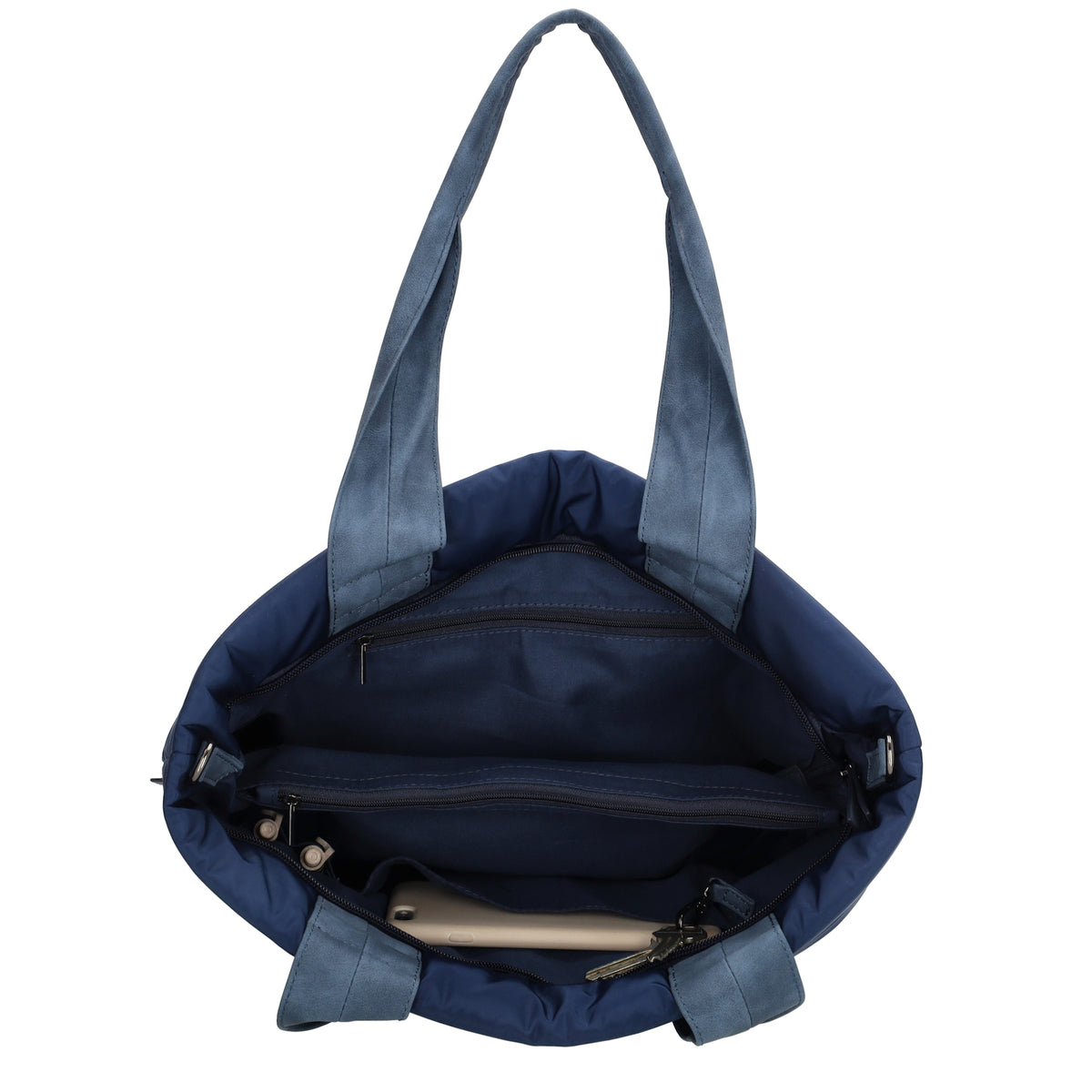 Shopper gesteppt 42x30cm in Marine| Blau aus Kunstleder - leder-accessoires.com