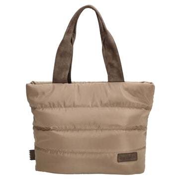 Shopper gesteppt 42x30cm in Taupe aus Kunstleder - leder-accessoires.com