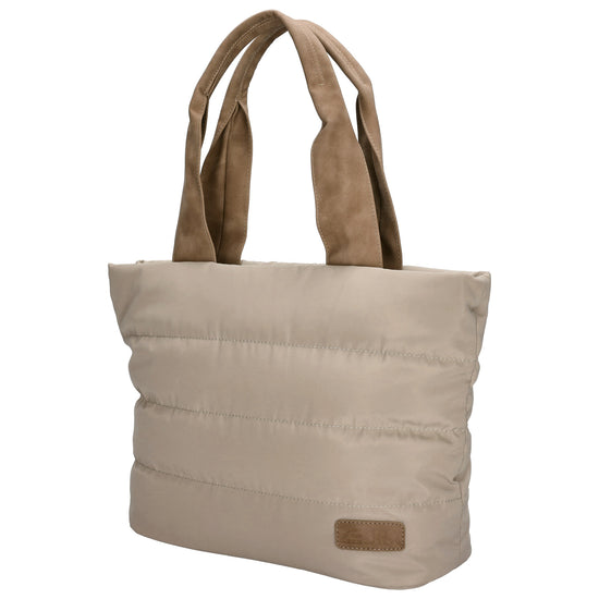 Shopper gesteppt 42x30cm in Beige aus Kunstleder - leder-accessoires.com
