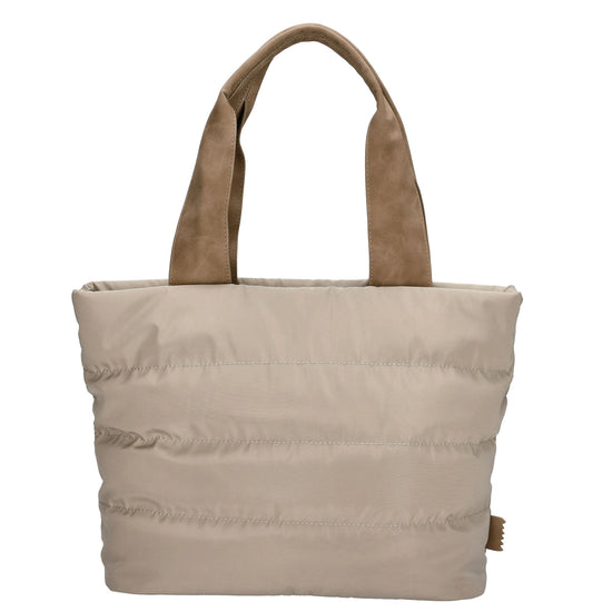 Shopper gesteppt 42x30cm in Beige aus Kunstleder - leder-accessoires.com