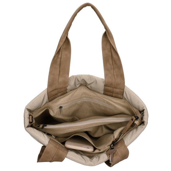 Shopper gesteppt 42x30cm in Beige aus Kunstleder - leder-accessoires.com