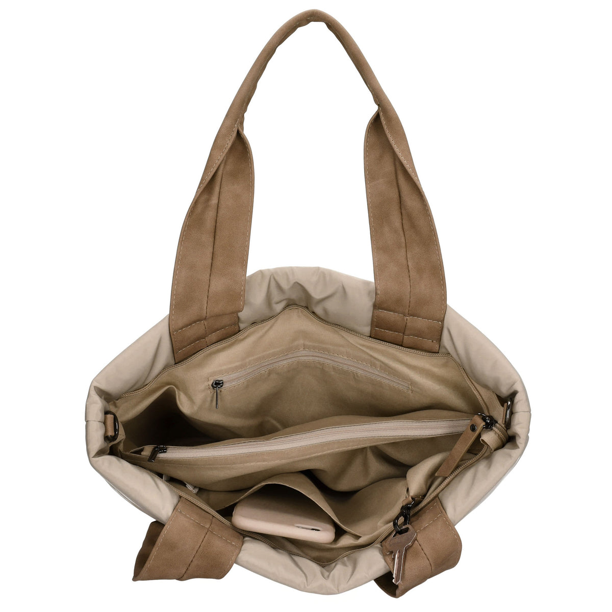 Shopper gesteppt 42x30cm in Beige aus Kunstleder - leder-accessoires.com