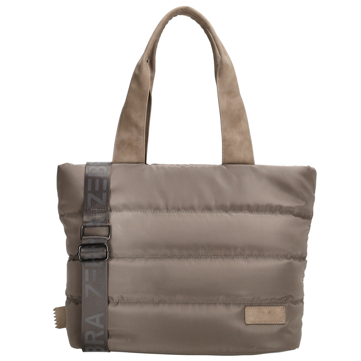 Shopper gesteppt 42x30cm in Dunkeltaupe aus Kunstleder - leder-accessoires.com