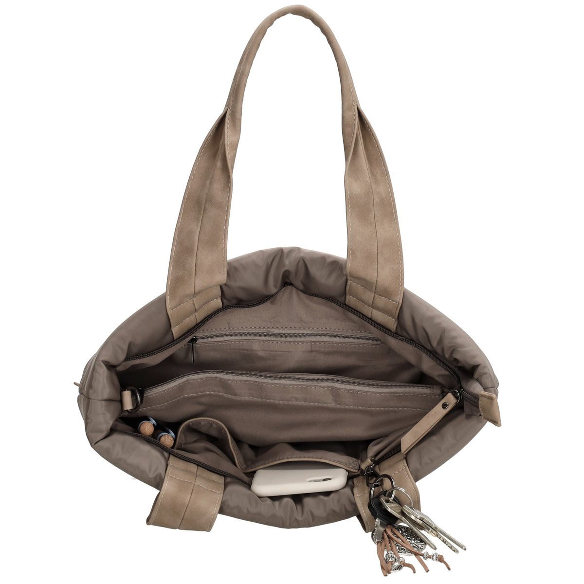 Shopper gesteppt 42x30cm in Dunkeltaupe aus Kunstleder - leder-accessoires.com