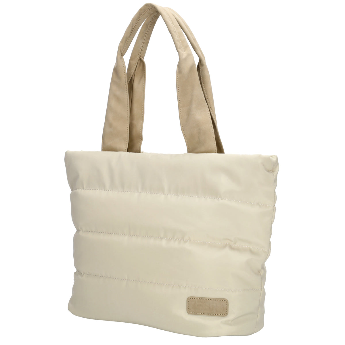 Shopper gesteppt 42x30cm in Creme aus Kunstleder - leder-accessoires.com