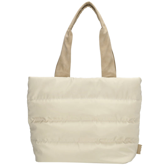 Shopper gesteppt 42x30cm in Creme aus Kunstleder - leder-accessoires.com