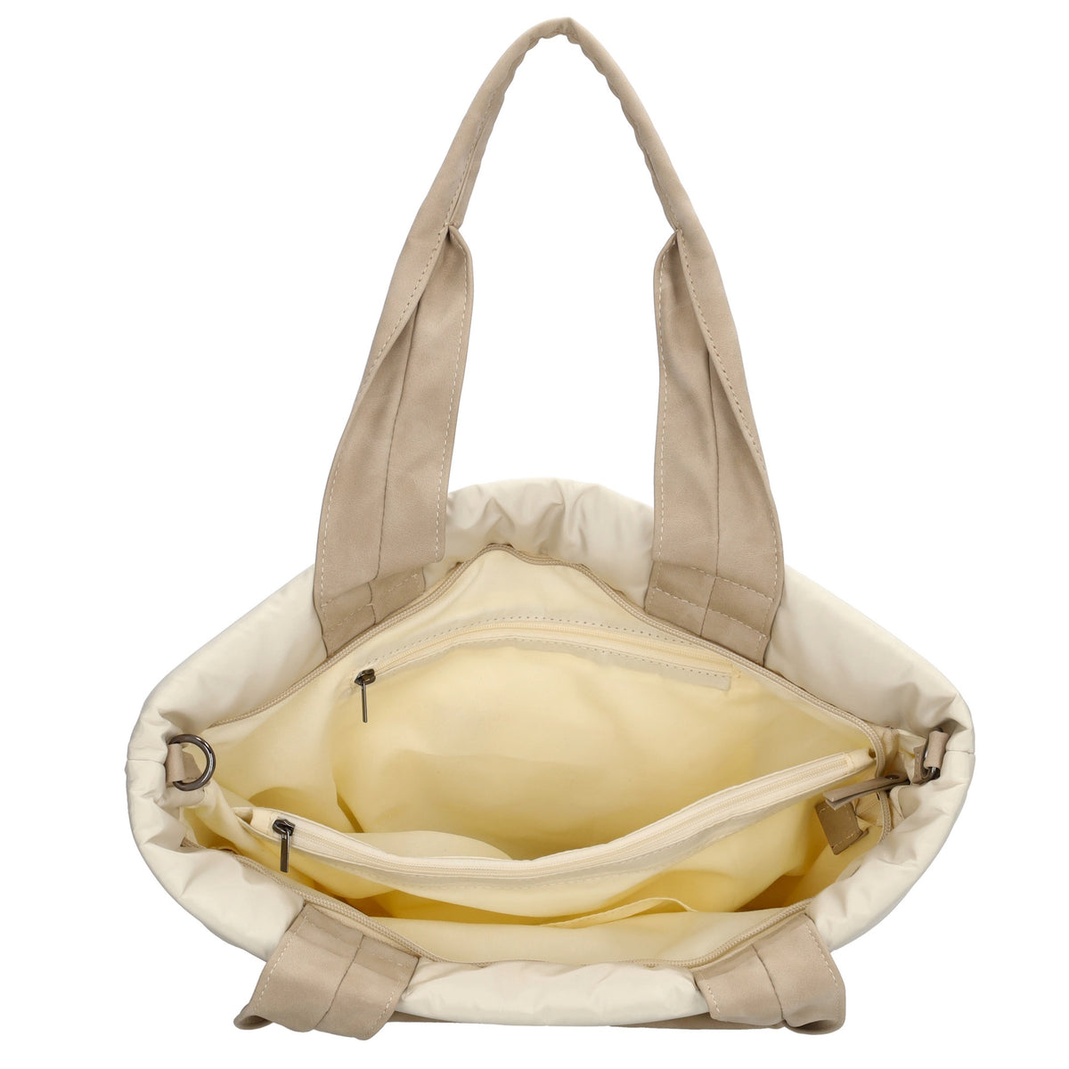 Shopper gesteppt 42x30cm in Creme aus Kunstleder - leder-accessoires.com