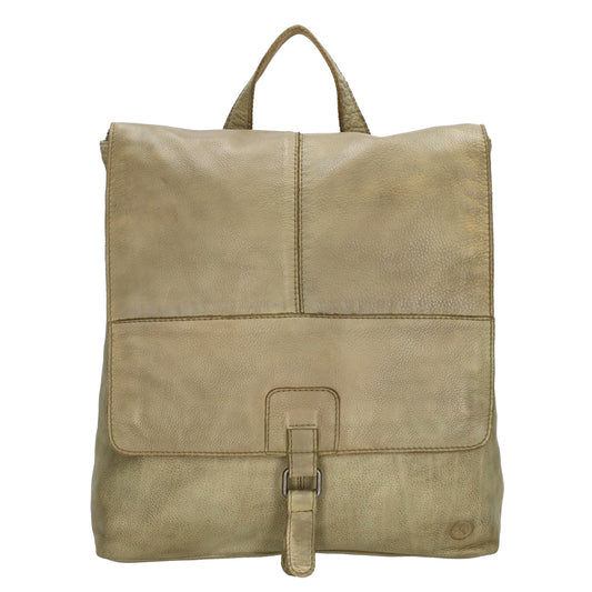 Rucksack| Tasche 33 x 34cm in Sand| Beige aus Leder mit Überschlag - leder-accessoires.com