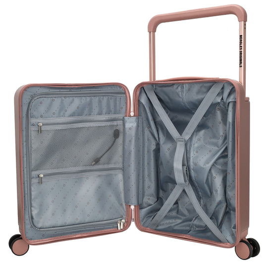 Reisetrolley|Handgepäck in Champagner mit 4-Rad und USB Anschluss - leder-accessoires.com
