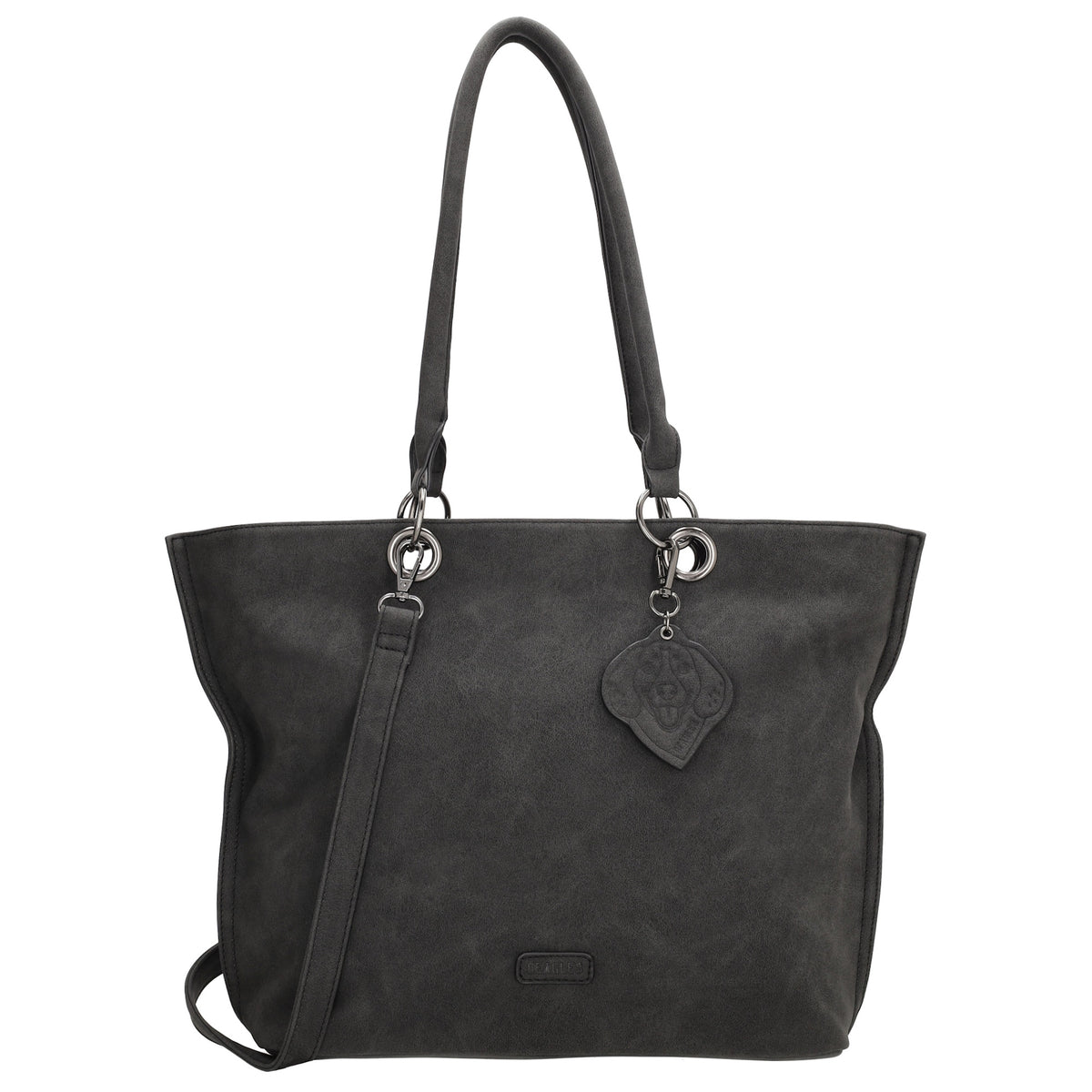 Shopper aus Kunstleder in Schwarz 46x31cm mit Reißverschluss - leder-accessoires.com