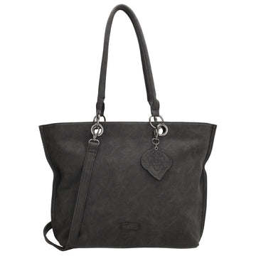 Shopper aus Kunstleder in Schwarz 46x31cm mit Reißverschluss - leder-accessoires.com
