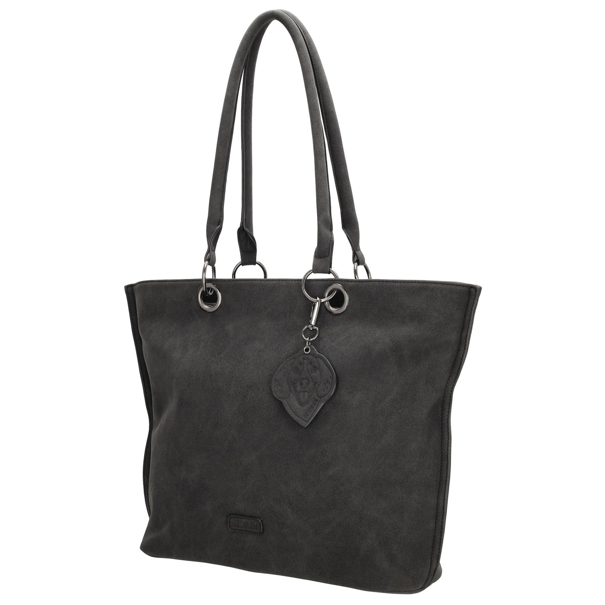 Shopper aus Kunstleder in Schwarz 46x31cm mit Reißverschluss - leder-accessoires.com