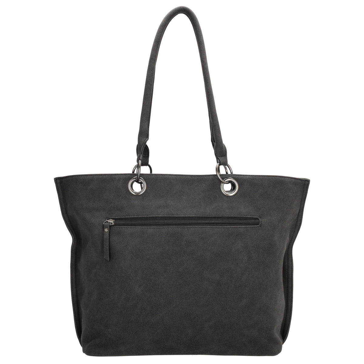 Shopper aus Kunstleder in Schwarz 46x31cm mit Reißverschluss - leder-accessoires.com