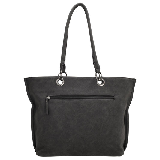 Shopper aus Kunstleder in Schwarz 46x31cm mit Reißverschluss - leder-accessoires.com