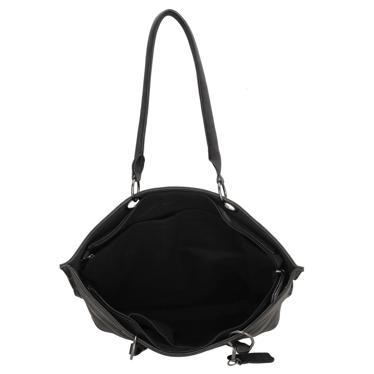 Shopper aus Kunstleder in Schwarz 46x31cm mit Reißverschluss - leder-accessoires.com