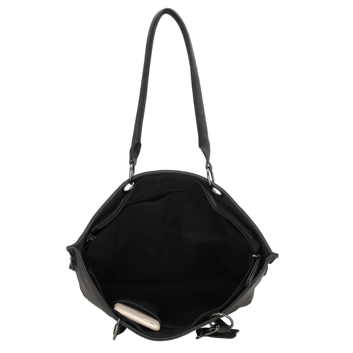 Shopper aus Kunstleder in Schwarz 46x31cm mit Reißverschluss - leder-accessoires.com