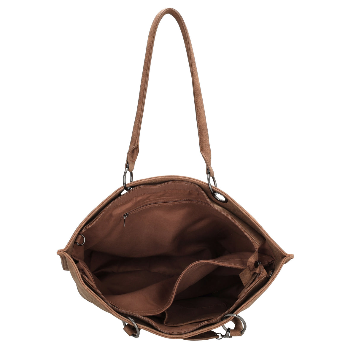 Shopper aus Kunstleder in Braun 46x31cm mit Reißverschluss - leder-accessoires.com