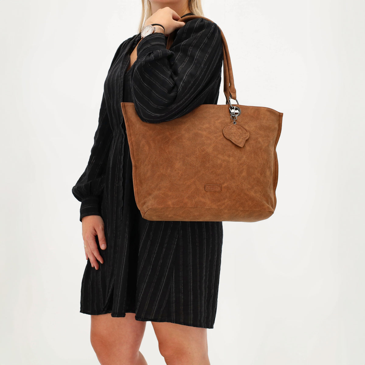 Shopper aus Kunstleder in Braun 46x31cm mit Reißverschluss - leder-accessoires.com