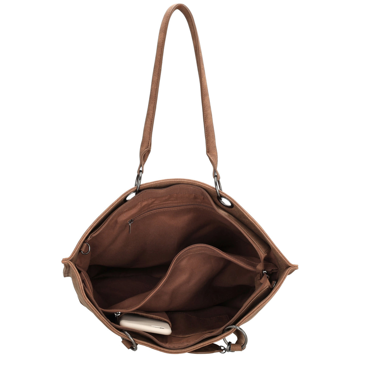 Shopper aus Kunstleder in Braun 46x31cm mit Reißverschluss - leder-accessoires.com